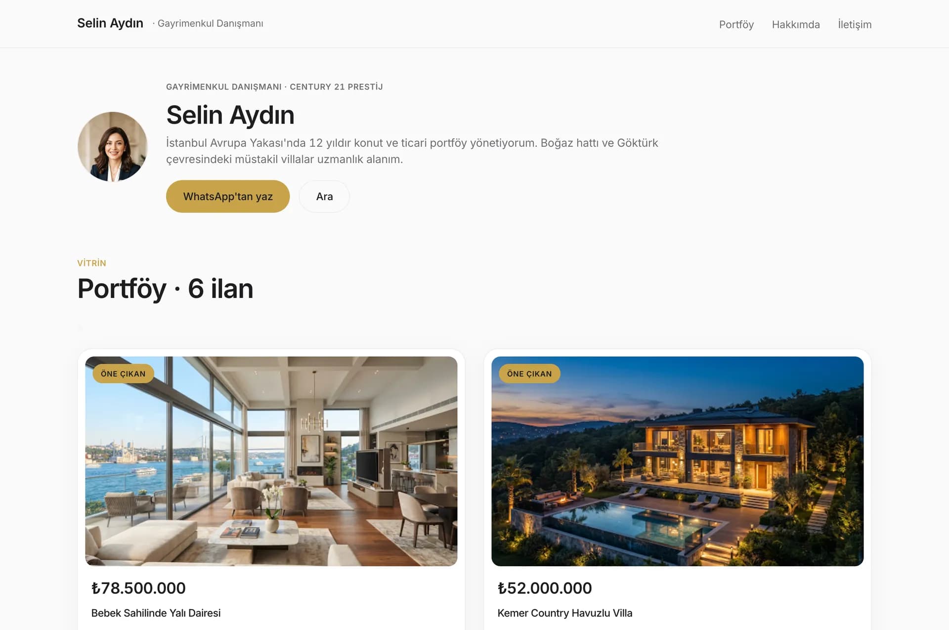 Century 21 renk paletiyle basılmış örnek site