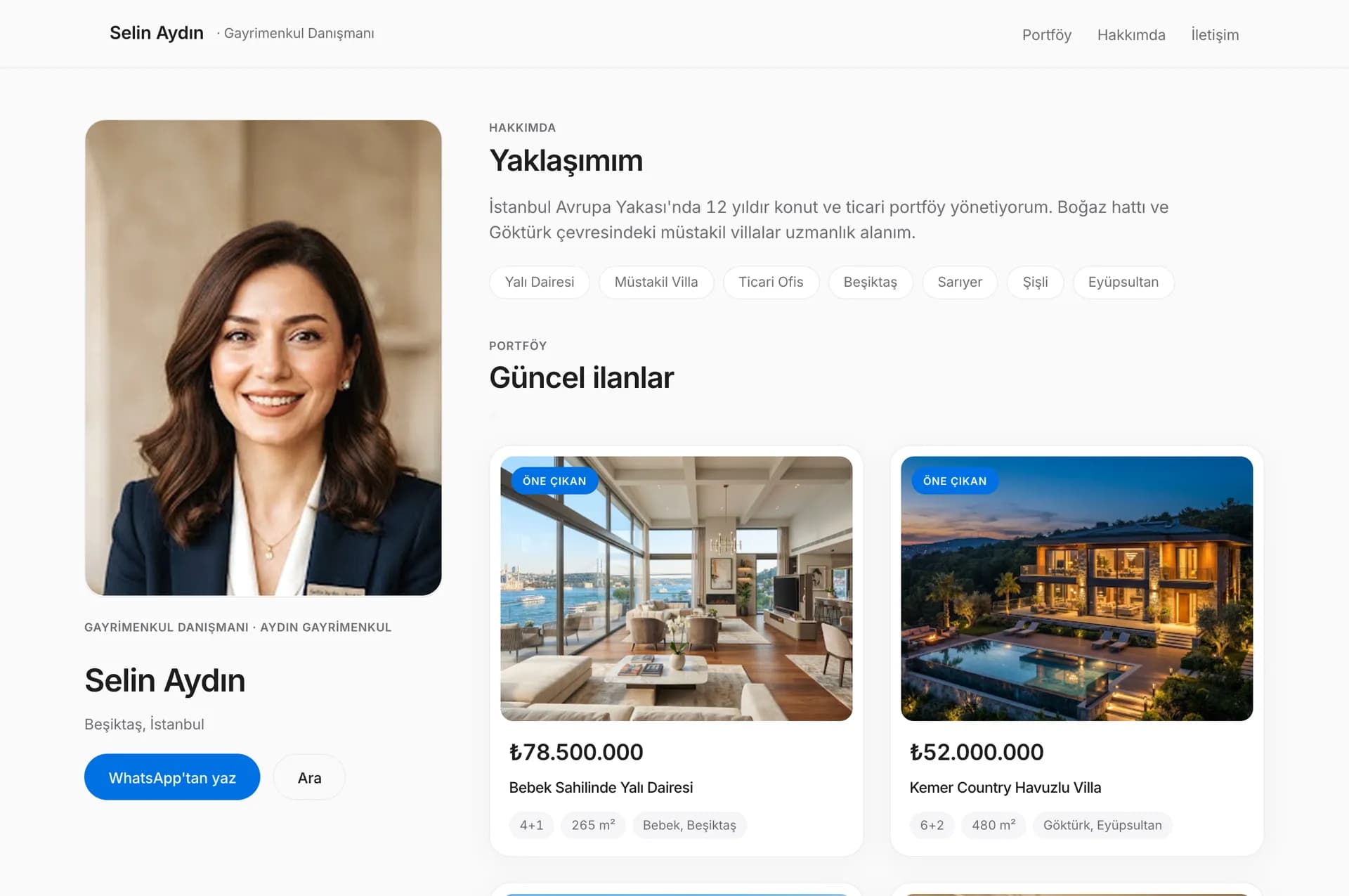 ThePages ile yayınlanmış örnek portföy sitesi